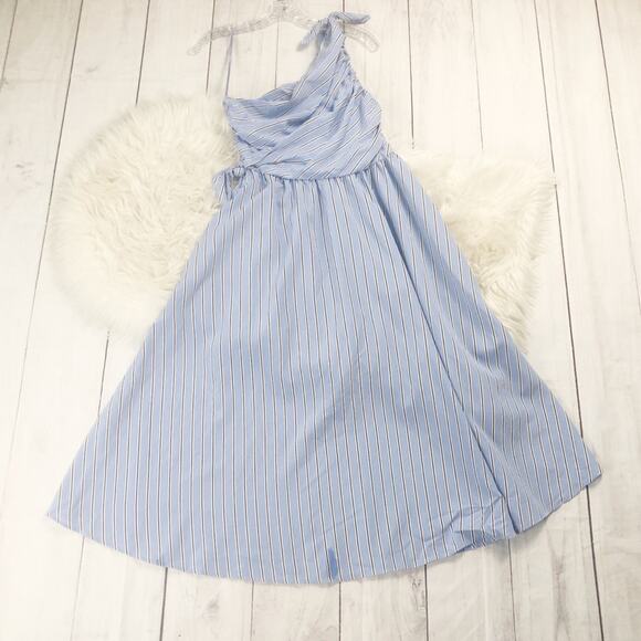 A.L.C Women's Cabrera One Shoulder Striped Blue Dress Size 6 NEW - Picture 2 of 6